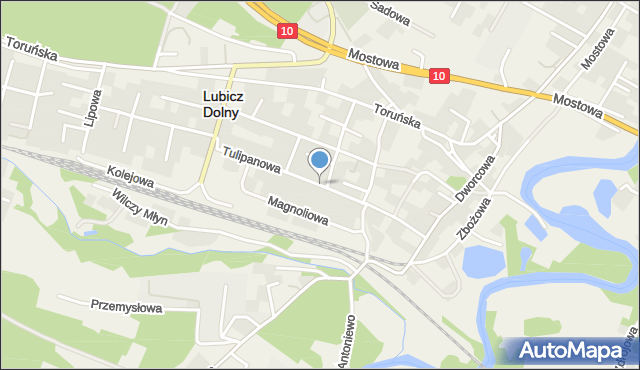 Lubicz Dolny, Tulipanowa, mapa Lubicz Dolny