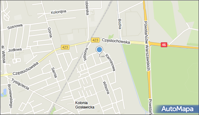 Opole, Turkusowa, mapa Opola