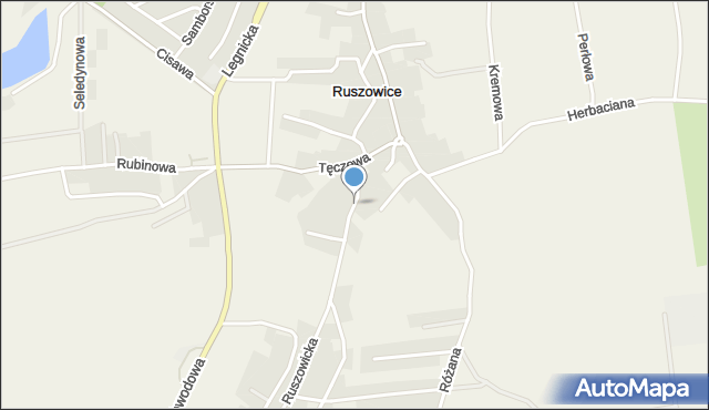 Ruszowice gmina Głogów, Turkusowa, mapa Ruszowice gmina Głogów
