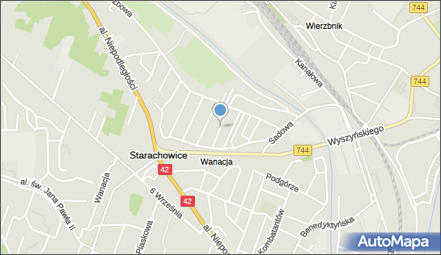 Starachowice, Tulipanowa, mapa Starachowic