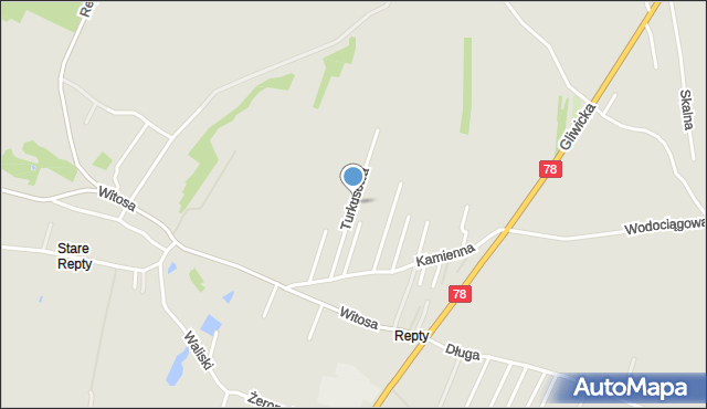 Tarnowskie Góry, Turkusowa, mapa Tarnowskie Góry