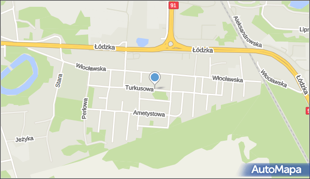 Toruń, Turkusowa, mapa Torunia