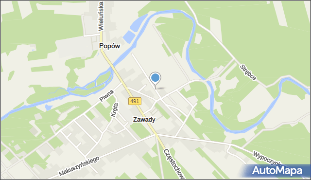Zawady gmina Popów, Turystyczna, mapa Zawady gmina Popów