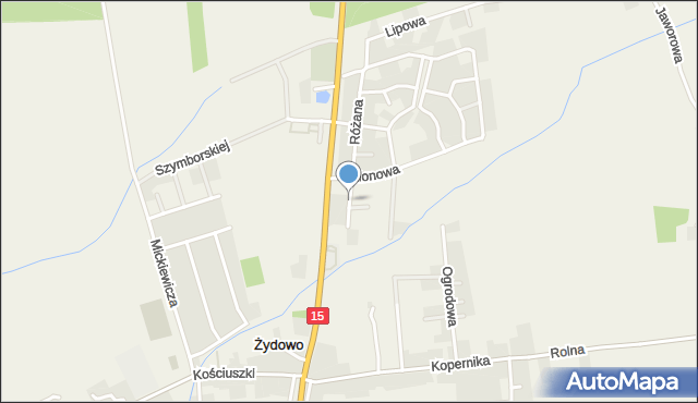 Żydowo gmina Czerniejewo, Tulipanowa, mapa Żydowo gmina Czerniejewo