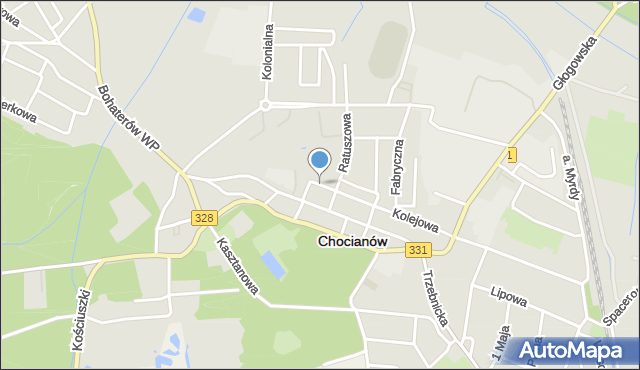 Chocianów, Tylna, mapa Chocianów