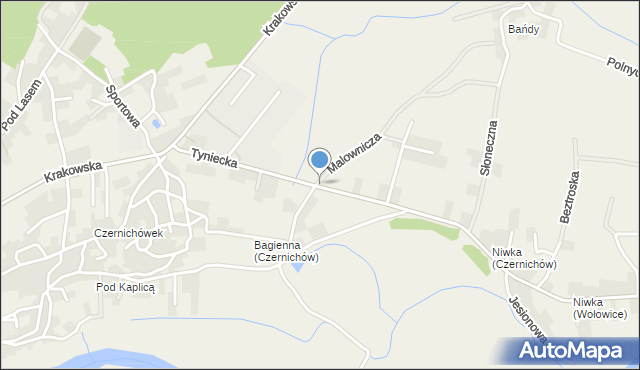 Czernichów powiat krakowski, Tyniecka, mapa Czernichów powiat krakowski