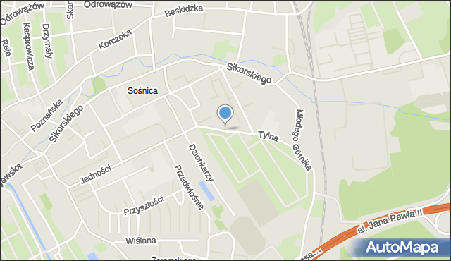 Gliwice, Tylna, mapa Gliwic