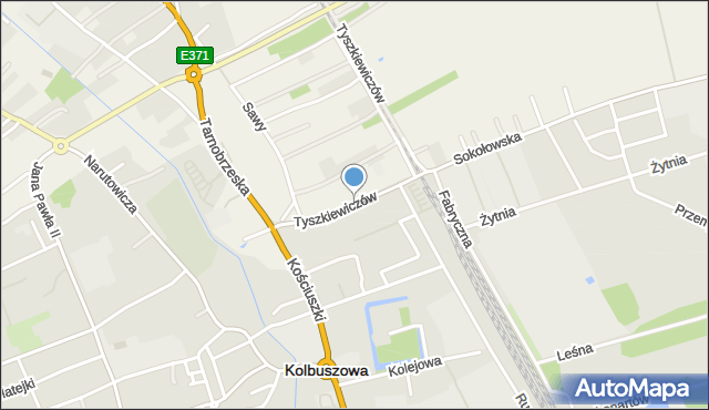 Kolbuszowa, Tyszkiewiczów, mapa Kolbuszowa