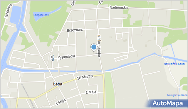 Łeba, Tysiąclecia, mapa Łeba