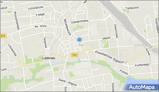 Lubliniec, Tylna, mapa Lubliniec