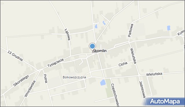 Skomlin, Tysiąclecia, mapa Skomlin