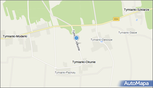 Tymianki-Okunie, Tymianki-Okunie, mapa Tymianki-Okunie