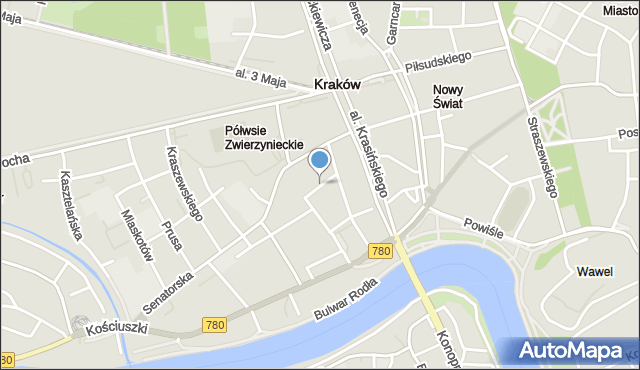 Kraków, Ujejskiego Kornela, mapa Krakowa