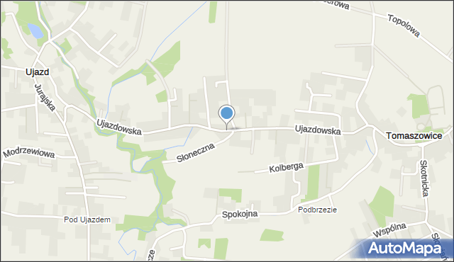 Tomaszowice gmina Wielka Wieś, Ujazdowska, mapa Tomaszowice gmina Wielka Wieś