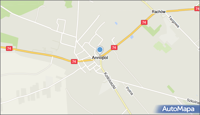 Annopol powiat kraśnicki, Ulica Kościelna, mapa Annopol powiat kraśnicki