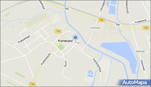 Janinów gmina Koniecpol, Ulica Kościelna, mapa Janinów gmina Koniecpol