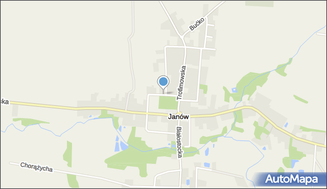 Janinów gmina Słubice, Ulica Kościelna, mapa Janinów gmina Słubice