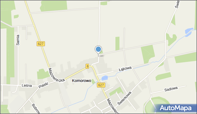 Komorowo gmina Ostrów Mazowiecka, Ułańska, mapa Komorowo gmina Ostrów Mazowiecka