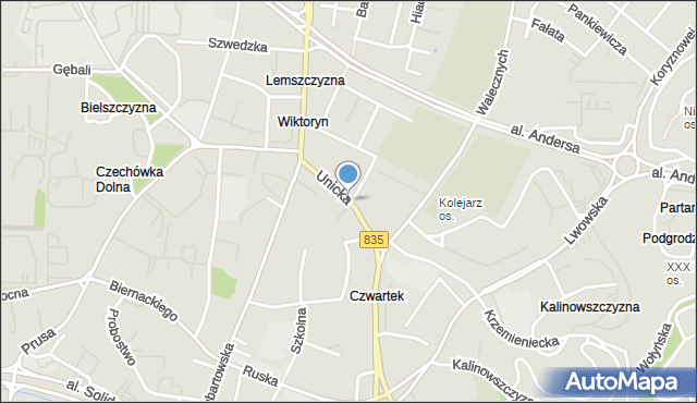 Lublin, Unicka, mapa Lublina