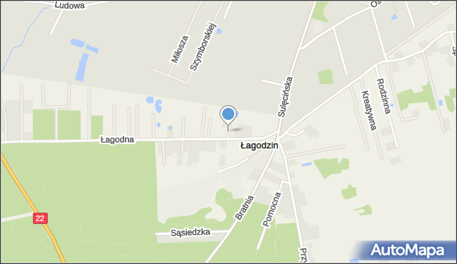 Łagodzin, Urocza, mapa Łagodzin