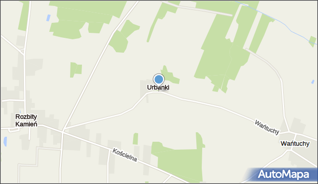Urbanki gmina Bielany, Urbanki, mapa Urbanki gmina Bielany