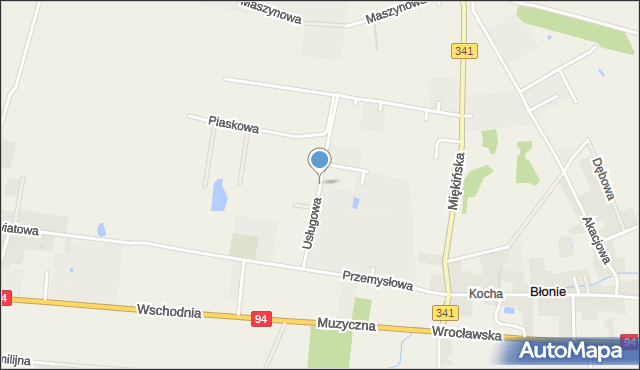 Błonie gmina Miękinia, Usługowa, mapa Błonie gmina Miękinia