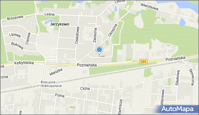Jerzykowo gmina Pobiedziska, Ustronna, mapa Jerzykowo gmina Pobiedziska
