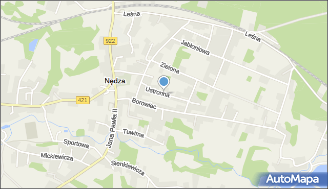 Nędza powiat raciborski, Ustronna, mapa Nędza powiat raciborski