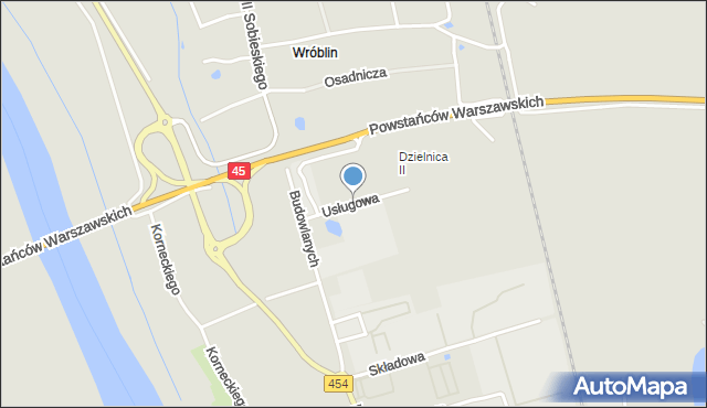 Opole, Usługowa, mapa Opola