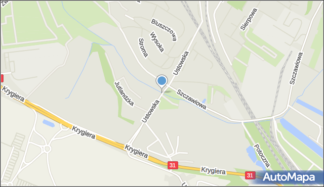 Szczecin, Ustowska, mapa Szczecina