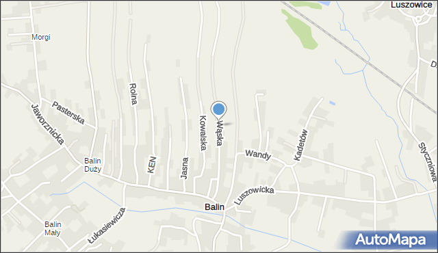 Balin gmina Chrzanów, Wąska, mapa Balin gmina Chrzanów