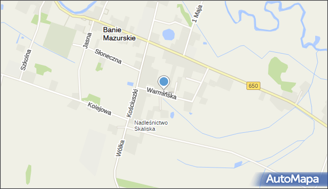 Banie Mazurskie, Warmińska, mapa Banie Mazurskie