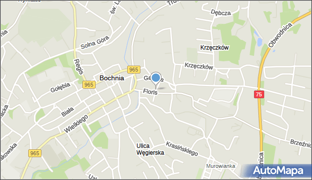 Bochnia, Warzelnicza, mapa Bochni