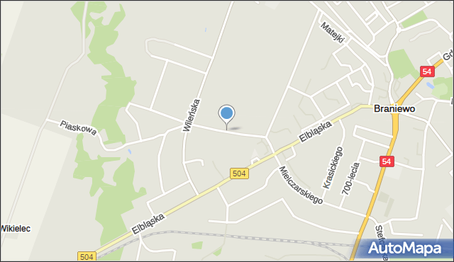 Braniewo, Warmińska, mapa Braniewo