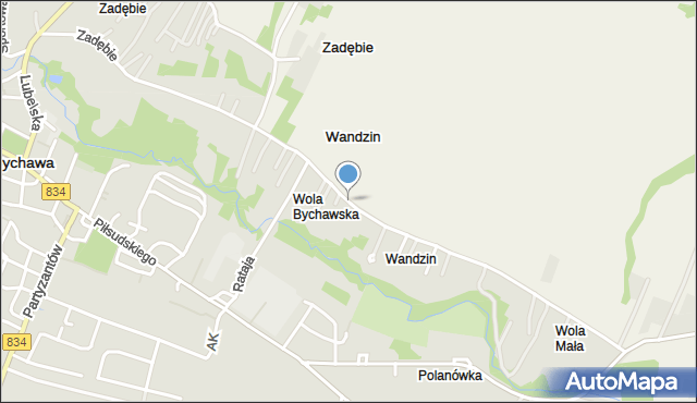 Bychawa, Wandzin, mapa Bychawa