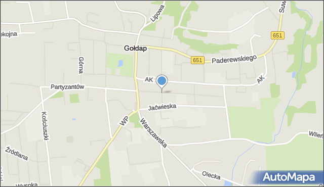 Gołdap, Warsztatowa, mapa Gołdap