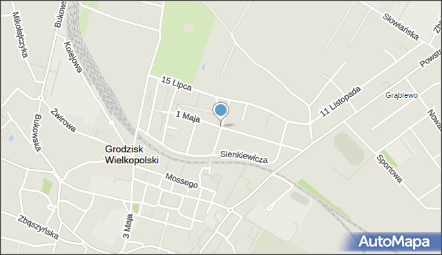 Grodzisk Wielkopolski, Waryńskiego Ludwika, mapa Grodzisk Wielkopolski