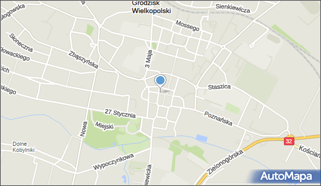 Grodzisk Wielkopolski, Wawrzyniaka, mapa Grodzisk Wielkopolski