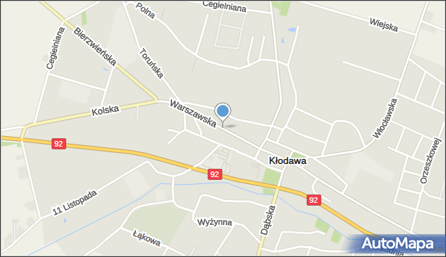 Kłodawa powiat kolski, Warszawska, mapa Kłodawa powiat kolski
