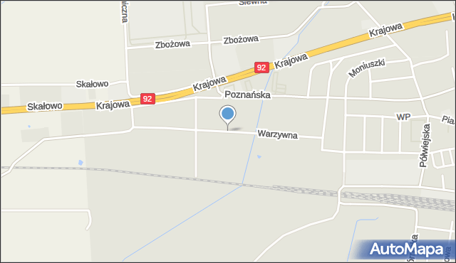 Kostrzyn powiat poznański, Warzywna, mapa Kostrzyn powiat poznański