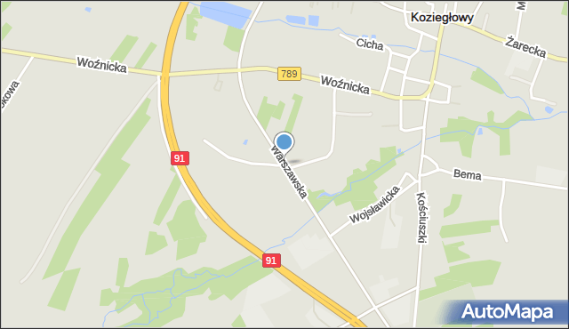 Koziegłowy powiat myszkowski, Warszawska, mapa Koziegłowy powiat myszkowski