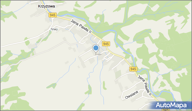 Krzyżowa gmina Jeleśnia, Walusiowa, mapa Krzyżowa gmina Jeleśnia