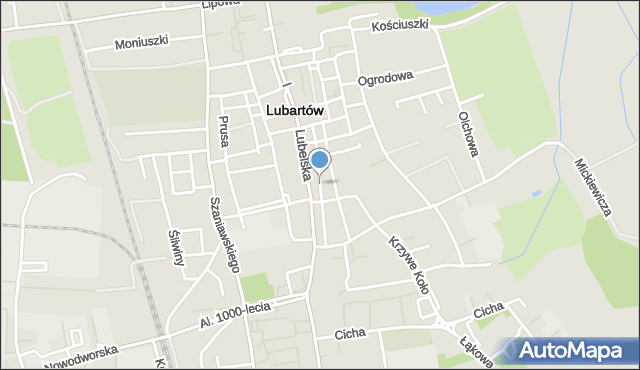 Lubartów, Waryńskiego Ludwika, mapa Lubartów
