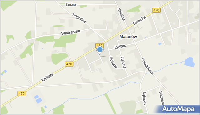 Malanów powiat turecki, Wąska, mapa Malanów powiat turecki