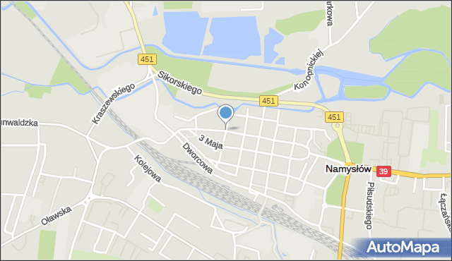 Namysłów, Waryńskiego Ludwika, mapa Namysłów