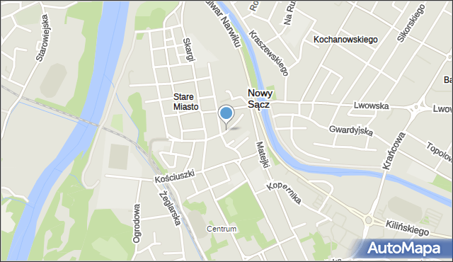Nowy Sącz, Wałowa, mapa Nowego Sącza