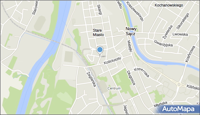 Nowy Sącz, Wąsowiczów, mapa Nowego Sącza