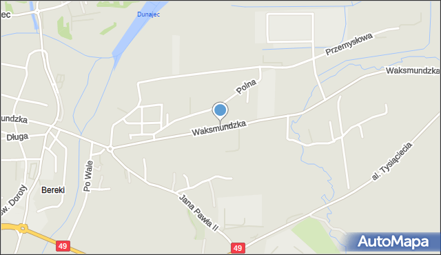 Nowy Targ, Waksmundzka, mapa Nowego Targu