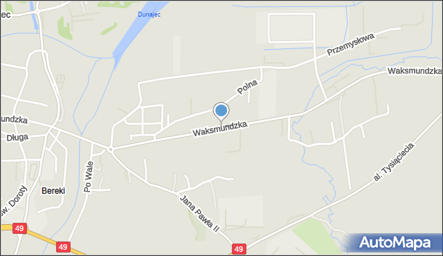 Nowy Targ, Waksmundzka, mapa Nowego Targu