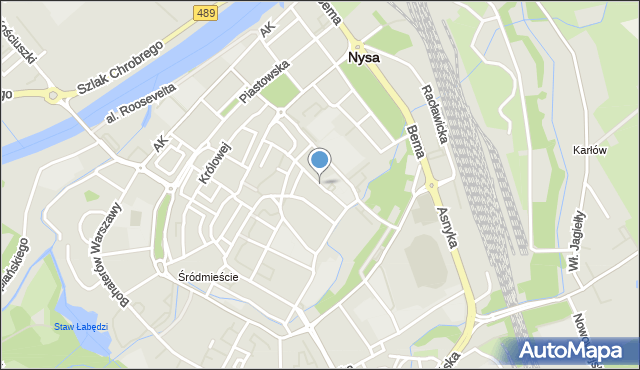 Nysa, Wałowa, mapa Nysy